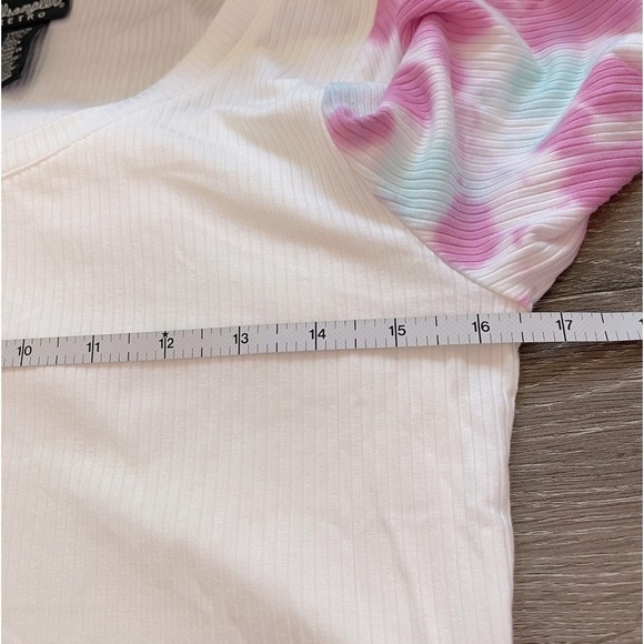 Wrangler Groovy Retro Ribbed Tie-Dye Scoop Neck Bell-Sleeve Top Sz. Small - Picture 8 of 9